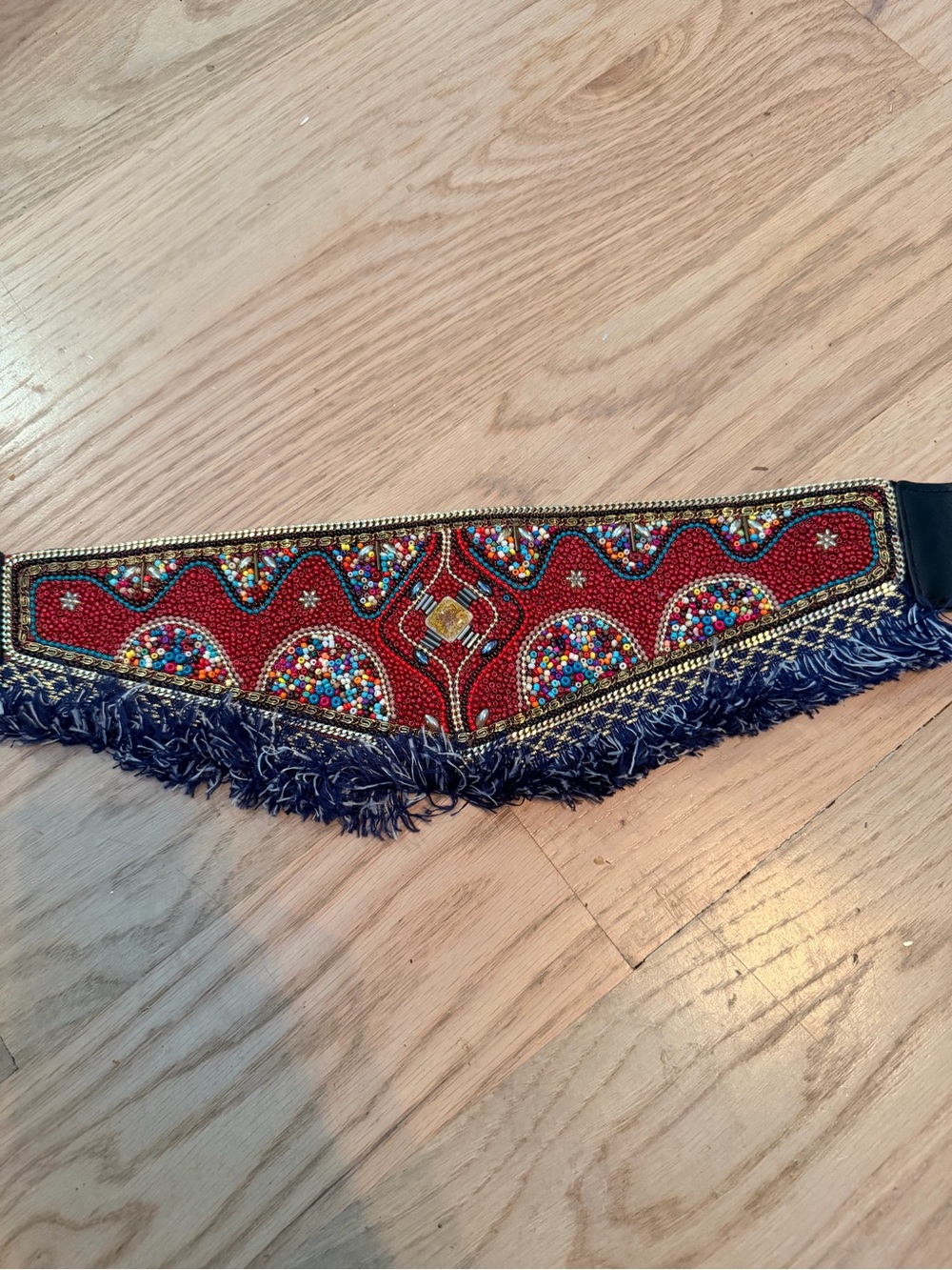 Bohemian Beaded Fringe Waist Belt - Red- stretch style - Picture 2 of 4